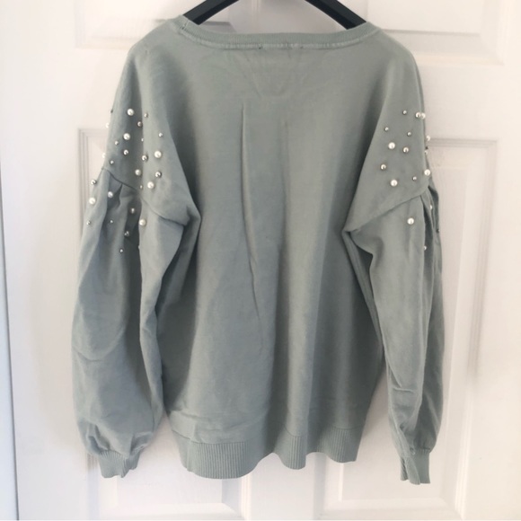INC International Concepts Sweaters - Green beaded long sleeve sweater.
